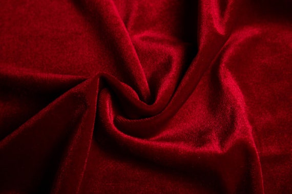 Dark Red Stretch Velvet Fabric 60'' Wide by the Yard for Sewing