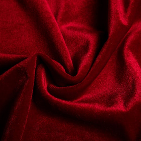 Red Velvet Stretch Fabric-Solid, 60", Polyester & Spandex, Sold By the Yard, Dress, Evening Gown, Hair Accessories, Clothing, Furnishings