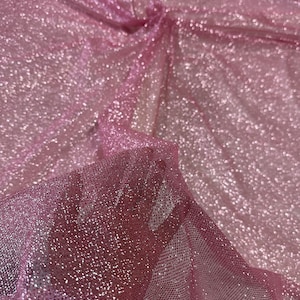 Pink Glitter Mesh/Tulle, 60/62", Sold By the Yard