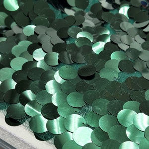 Hunter Green (18MM) Sequins, Big Sequins, Paillettes, 59&quot;, backdrop, drapery, decor, clothing & apparels