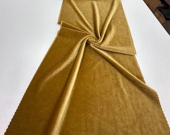 Gold Velvet Stretch Fabric-Solid, 60", By the Yard, Apparels, Dress, Evening Gown, Hair Accessories, Clothing, Furnishings, Upholstery