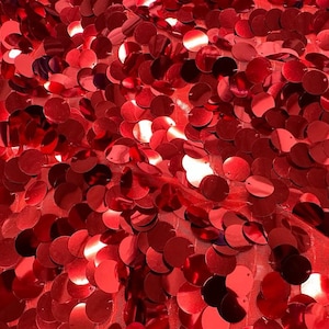 Red (18MM) Sequins, Big Sequins, Paillettes, 59&quot;, backdrop, drapery, decor, clothing & apparels