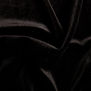 Tecido elástico de veludo preto - sólido, 60&quot;, poliéster e elastano, roupas, acessórios para cabelo, artesanato,