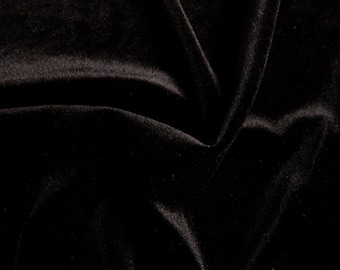 Black Velvet Stretch Fabric, 60", Polyester & Spandex, Clothing, Apparels, Event Decor, Crafts, DIY, Sewing,