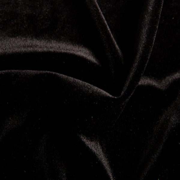 Black Velvet Stretch Fabric-Solid, 60", Polyester & Spandex, Sold By the Yard, Clothing, Partywear, Dress, Gown, Hair Accessories, Sewing