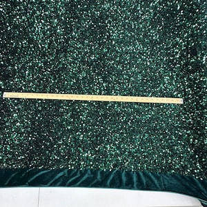 Green Velvet Stretch with All Over Sequins, 54/55&quot; Sold by the Yard, Clothing & Apparel, Hair Accessories, Décor, Sewing,