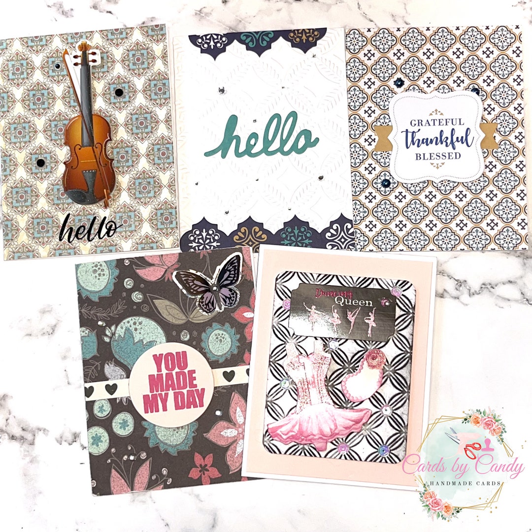 Assorted Greeting Cards - Set of 5 Handmade Cards With Envelopes - Etsy