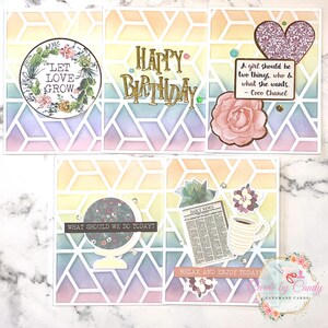 Tarjetas de felicitación surtidas de arcoíris pastel - Juego de 5 tarjetas hechas a mano con sobres