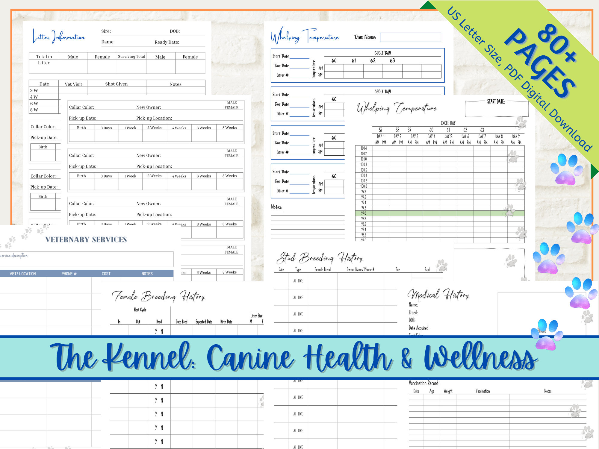 Canine KENNEL Health & Wellness Tracker Printable PDF Planner Etsy UK