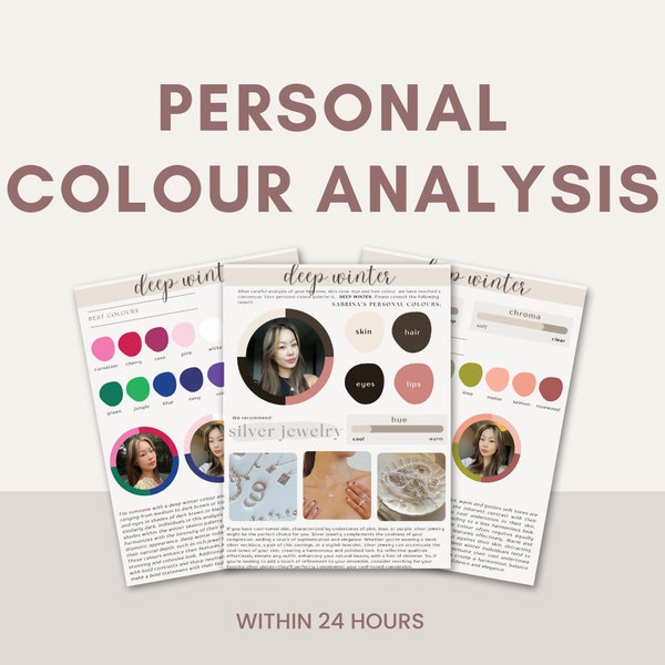 PERSONAL COLOUR ANALYSIS, Seasonal Professional Color Swatch, Color Theory, Jewelry Recommendations, Cool, Warm toned, Gift, Mother's Day