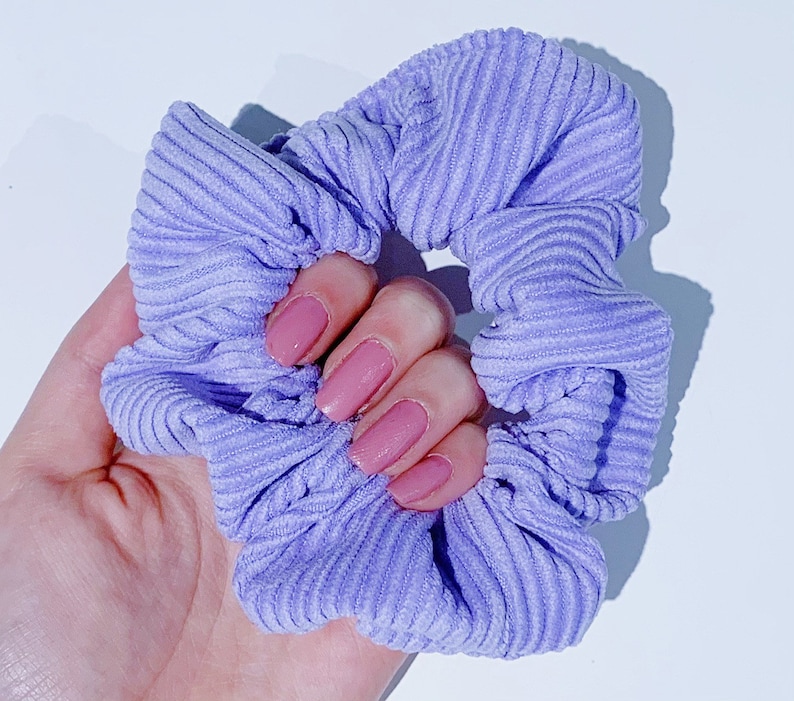 hair tie corduroy scrunchie tan material texture CORDUROY SCRUNCHIE ZIPPER option! navy purple pink hair elastic blue gift
