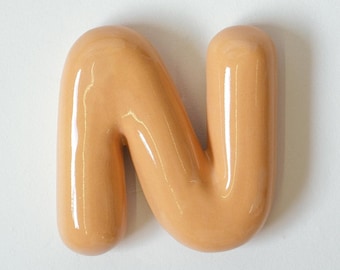 Large decorative ceramic wall art for kids room. LETTER N