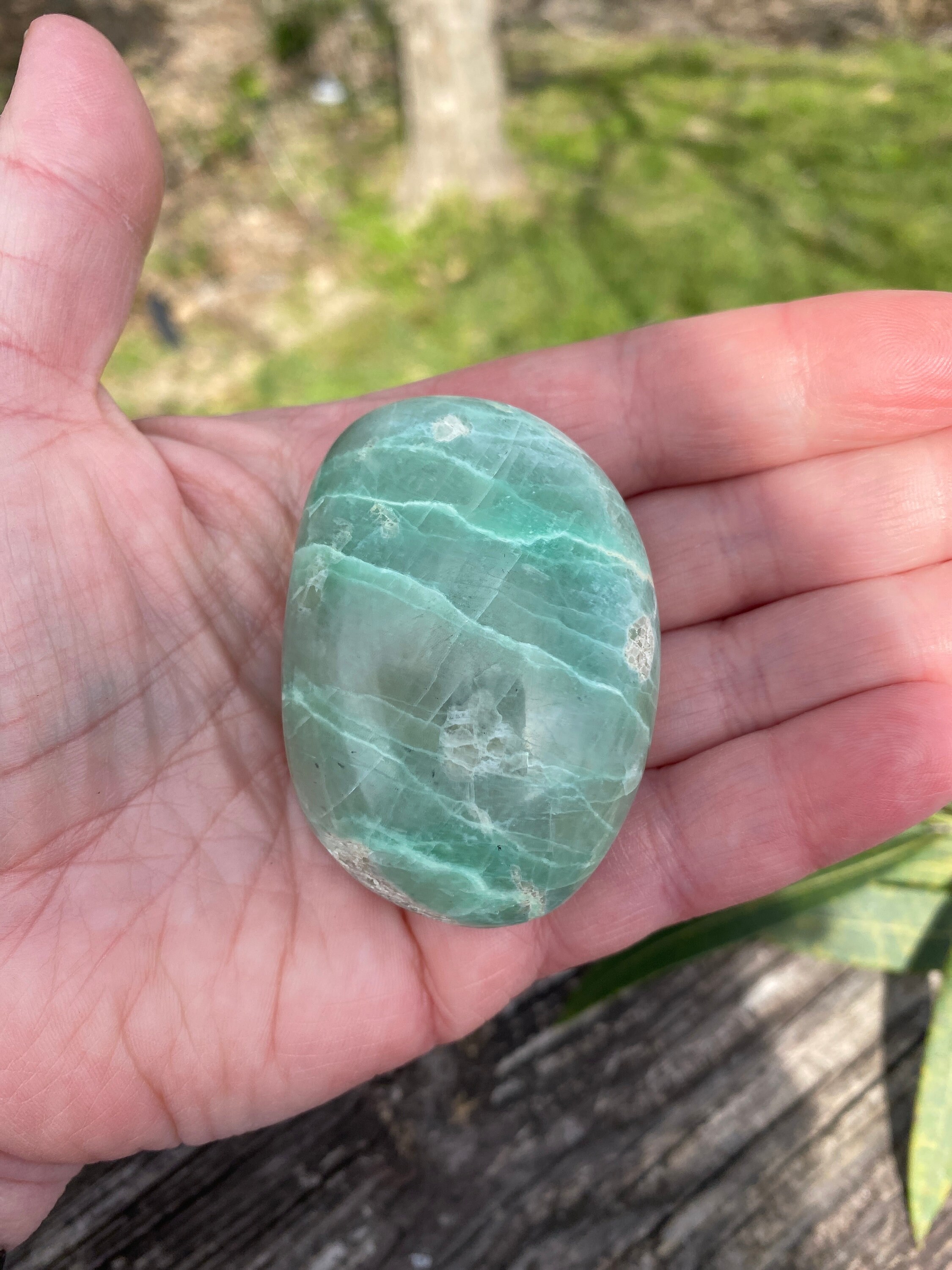 Green Moonstone Palmstone 58mm Reiki Charged Healing Etsy