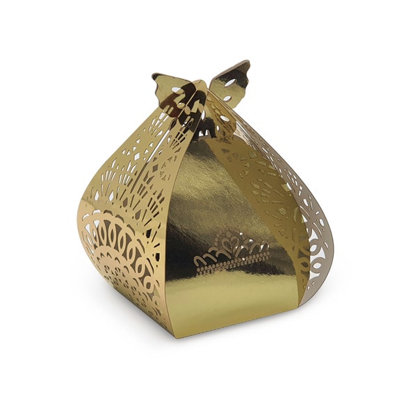 BUTTERFLY SWEET BOX - Small Candy Box - Gold Color Box - Gift For Bridal - Cute Favour Box - Laser Cut Box