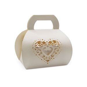 HEART SHAPE FAVOUR - Caja cortada con láser - Caja de caramelos pequeña - Regalo para novia - Bolsos de mano - Cajas de favores de boda