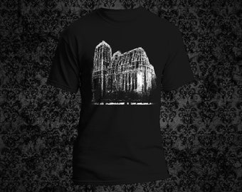 Zdzislaw Beksinski, Kathedraal, Dystopisch Surrealisme, Mystiek, Occult, Tekening, Pagan T-Shirt