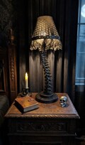 Gothic Skeleton Desktop Lamp - Life-Size-Anatomically accurate spine  with handmade/ interchangeable lampshade.