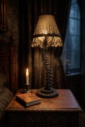 Gothic Skeleton Desktop Lamp - Life-Size-Anatomically accurate spine with handmade/ interchangeable lampshade.
