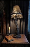 Gothic Skeleton Desktop Lamp - Life-Size-Anatomically accurate spine  with handmade/ interchangeable lampshade.