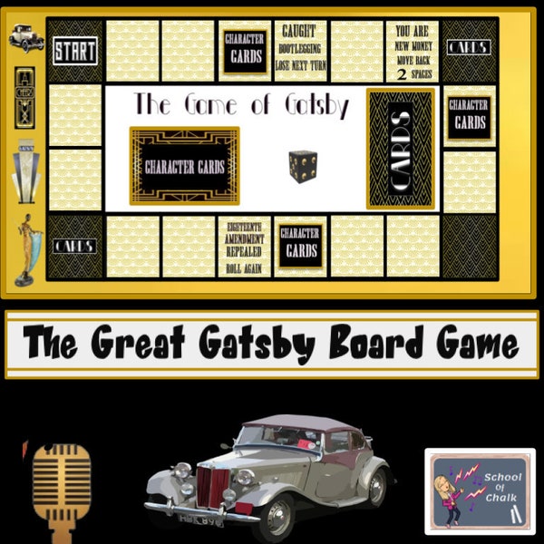 The Great Gatsby Board Game-No Prep, Fun, Engaging, Interactive!
