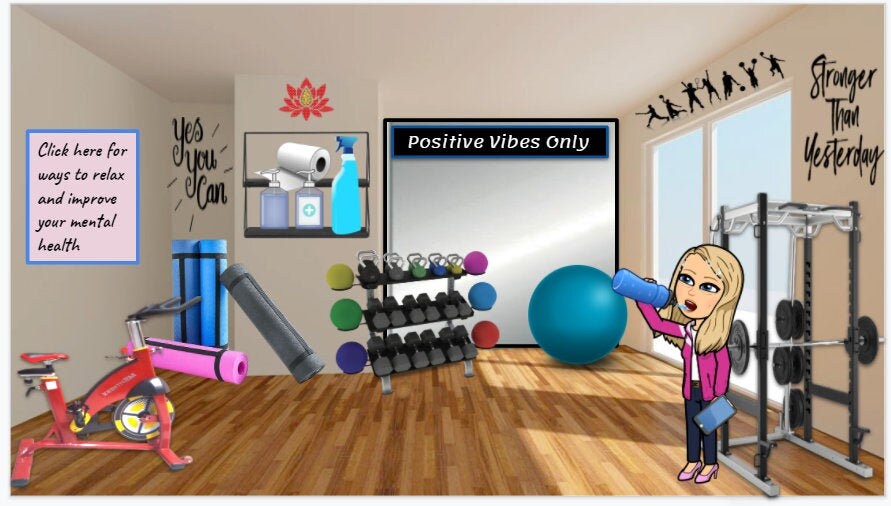 Bitmoji Virtual Classroom- Gym Theme (ALL LINKS INCLUDED!!)