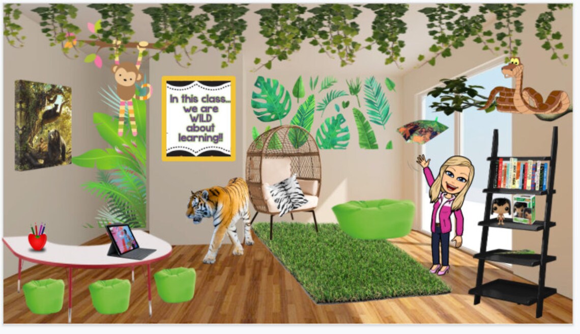 Bitmoji Virtual Classroomjungle and Space Theme 2 Etsy