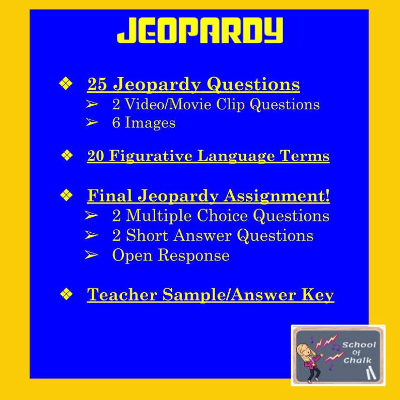 Figurative Language Jeopardy Etsy