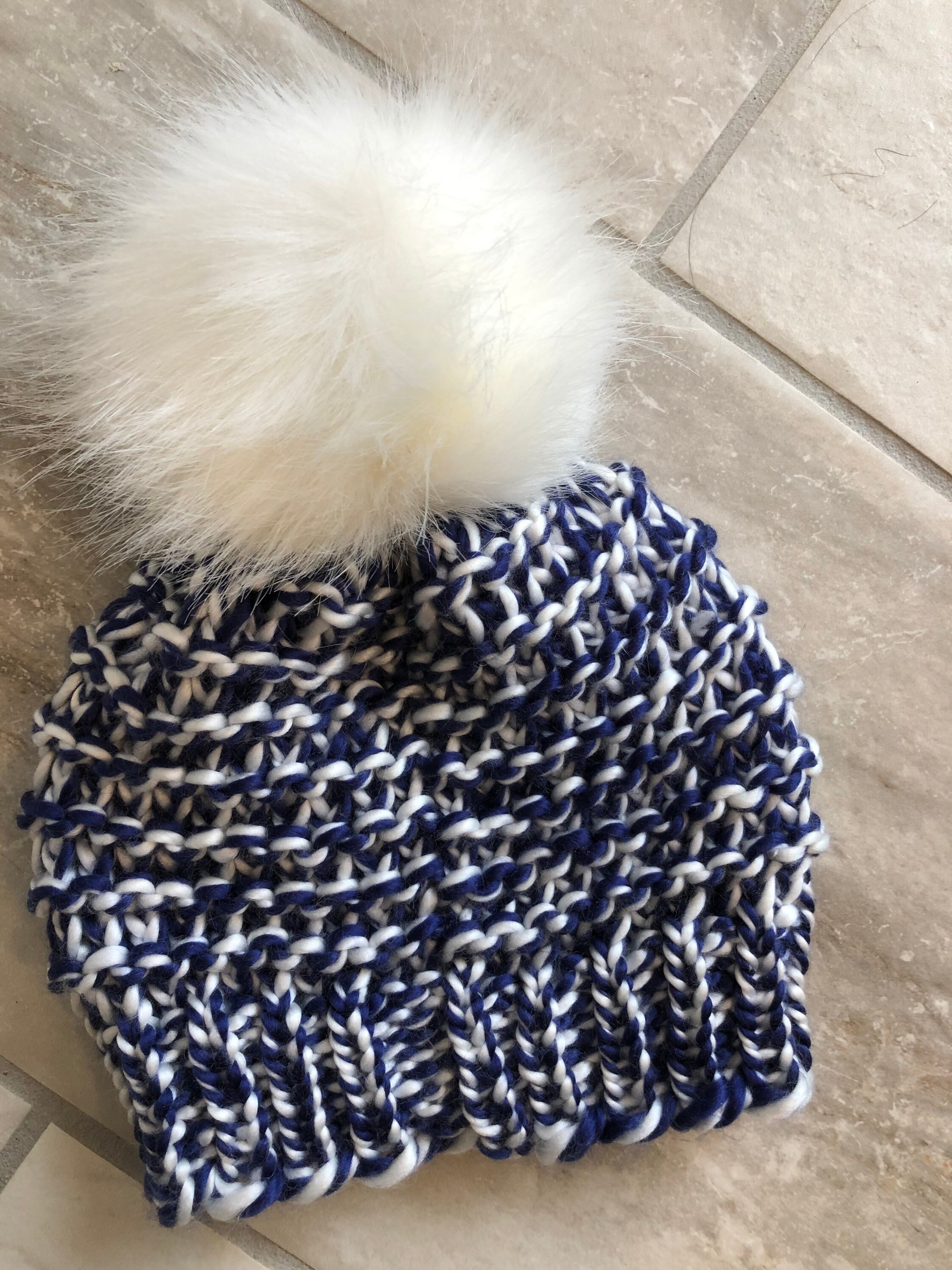 Handmade knitted pom pom hat adult Etsy