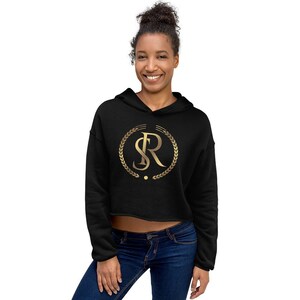Chic Cropped Hoodie: &#39;S&R&#39; Luxe Loungewear for Women