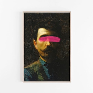 Abstrakte Portrait Wand Kunstdruck, abstrakte druckbare Wandkunst, Portrait mit Pinsel auf Auge, klassische Malerei mit Pinselstrich auf Auge