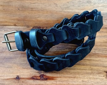 Unisex High Quality Genuine Black LEATHER MODERN BELT/Valentine Day/Christmas Gift