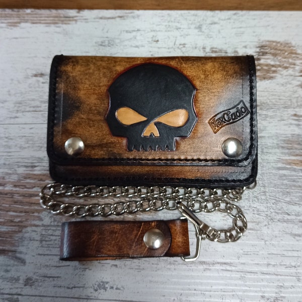 PERSONALIZED Handmade Genuine LEATHER Biker WALLET With Chain/Christmas Gift/Gift for Son Father Boyfriend Or Husband/Men Accessories