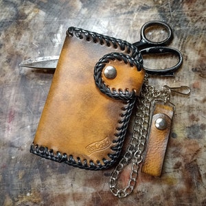 Marrón CARTERA de motociclista de CUERO genuino hecha a mano PERSONALIZADA con cadena / Regalo de Navidad / Regalo para hijo, padre, novio o esposo / Accesorios para hombres