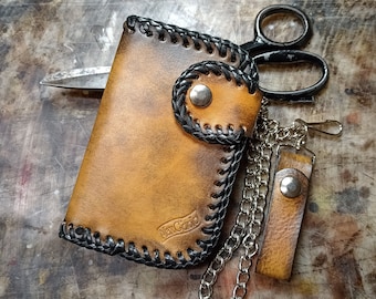 Brown PERSONALIZED Handmade Genuine LEATHER Biker WALLET With Chain/Christmas Gift/Gift for Son Father Boyfriend Or Husband/Men Accessories