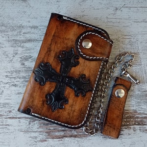 Leder-Geldbörse für Herren, personalisierte Leder-Geldbörse, Biker-Kette, Mann, Wooman, personalisiert