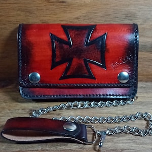 Cartera de cuero para hombre cartera de cuero personalizada cadena biker hombre mujer personalizada