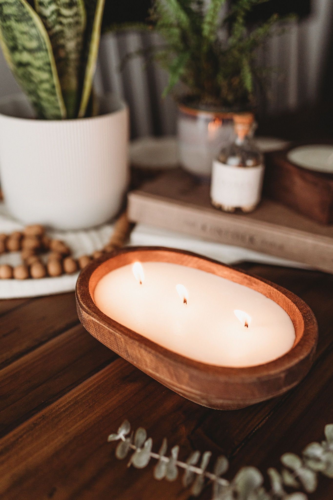 DIY 3 Wick Candle Kit Dough Bowl Candle Wood Bowl DIY | Etsy