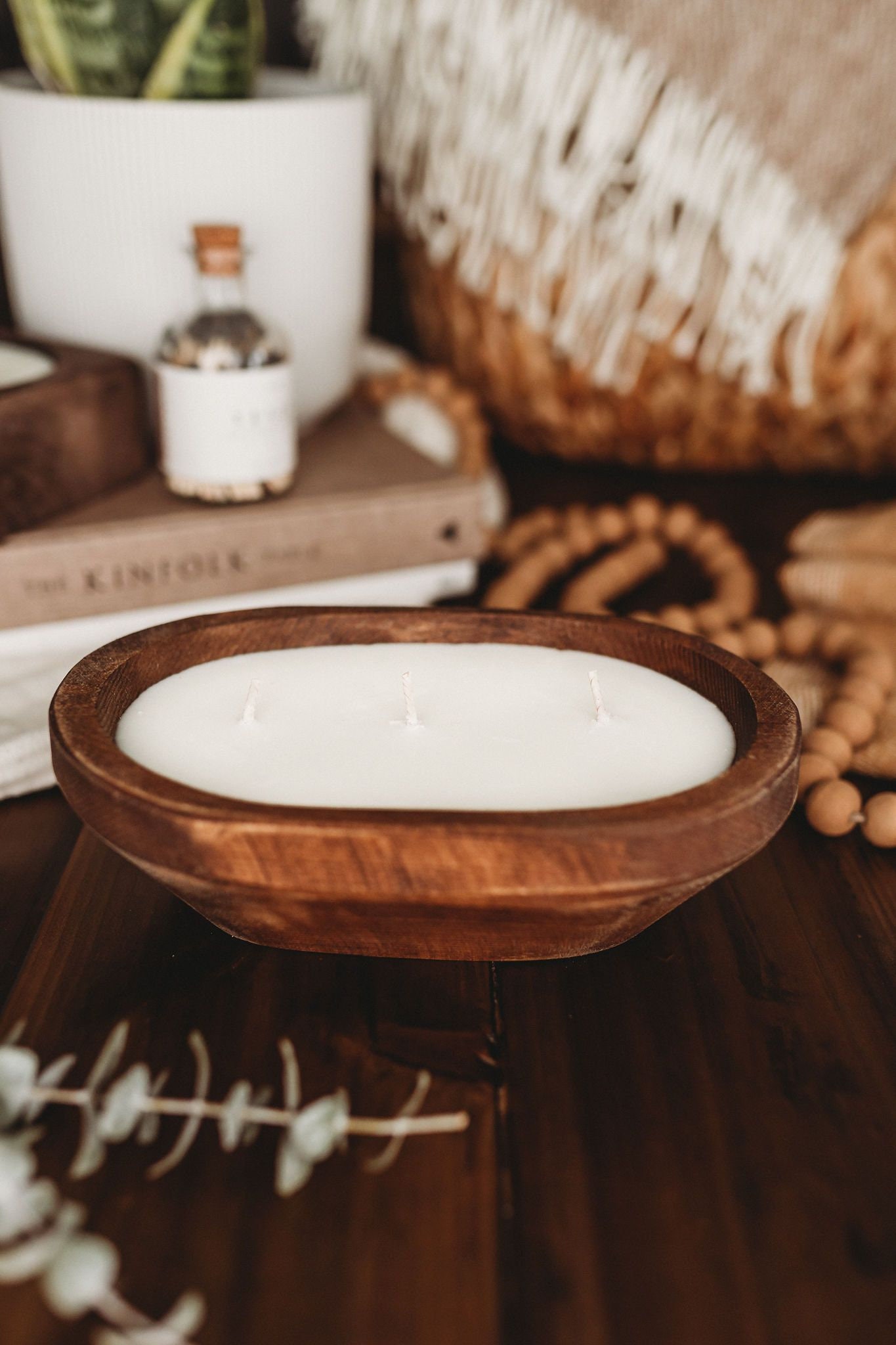 DIY 3 Wick Candle Kit Dough Bowl Candle Wood Bowl DIY Etsy