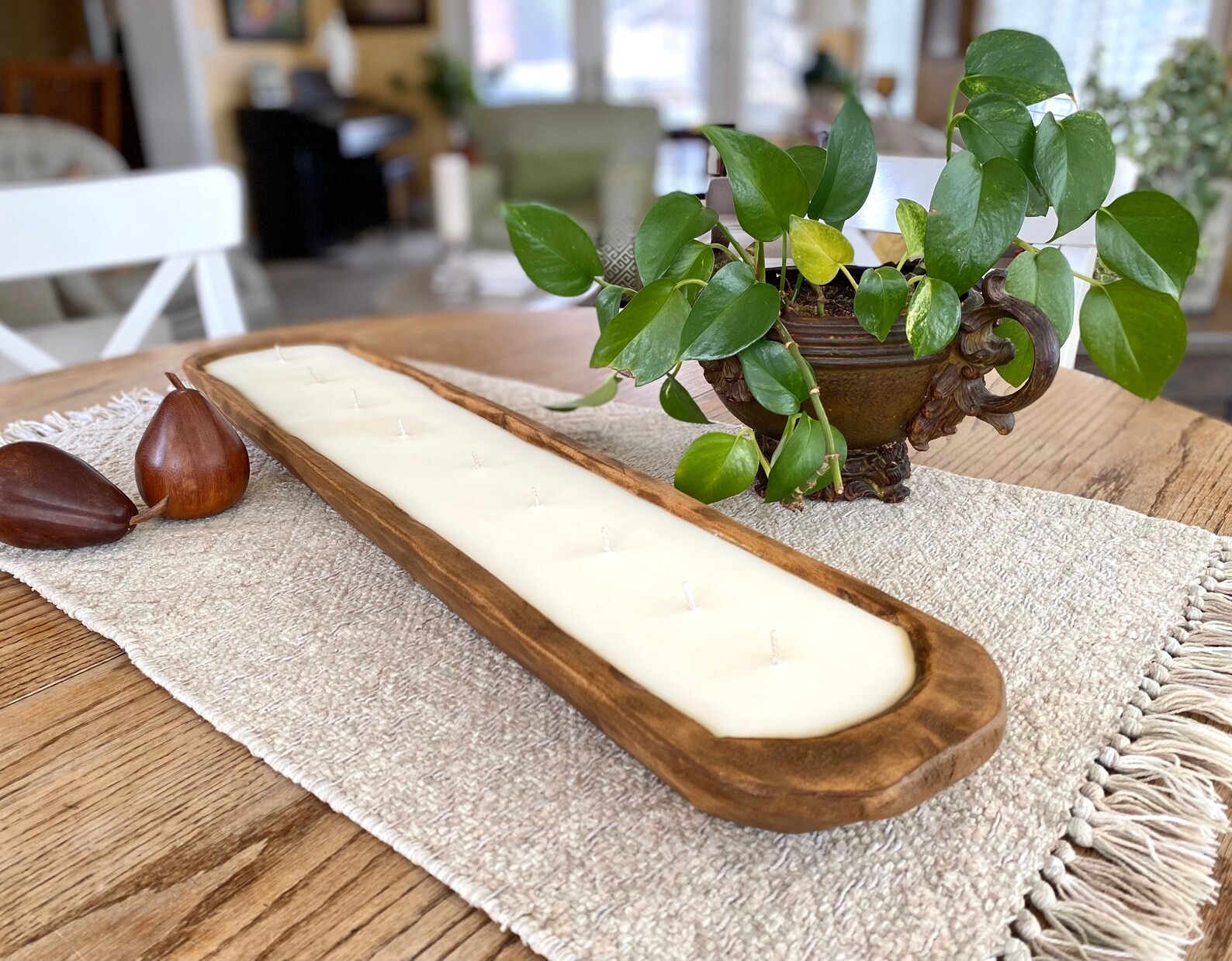 Natural 9 Wick Dough Bowl Candle Hand Poured Candle Soy Etsy