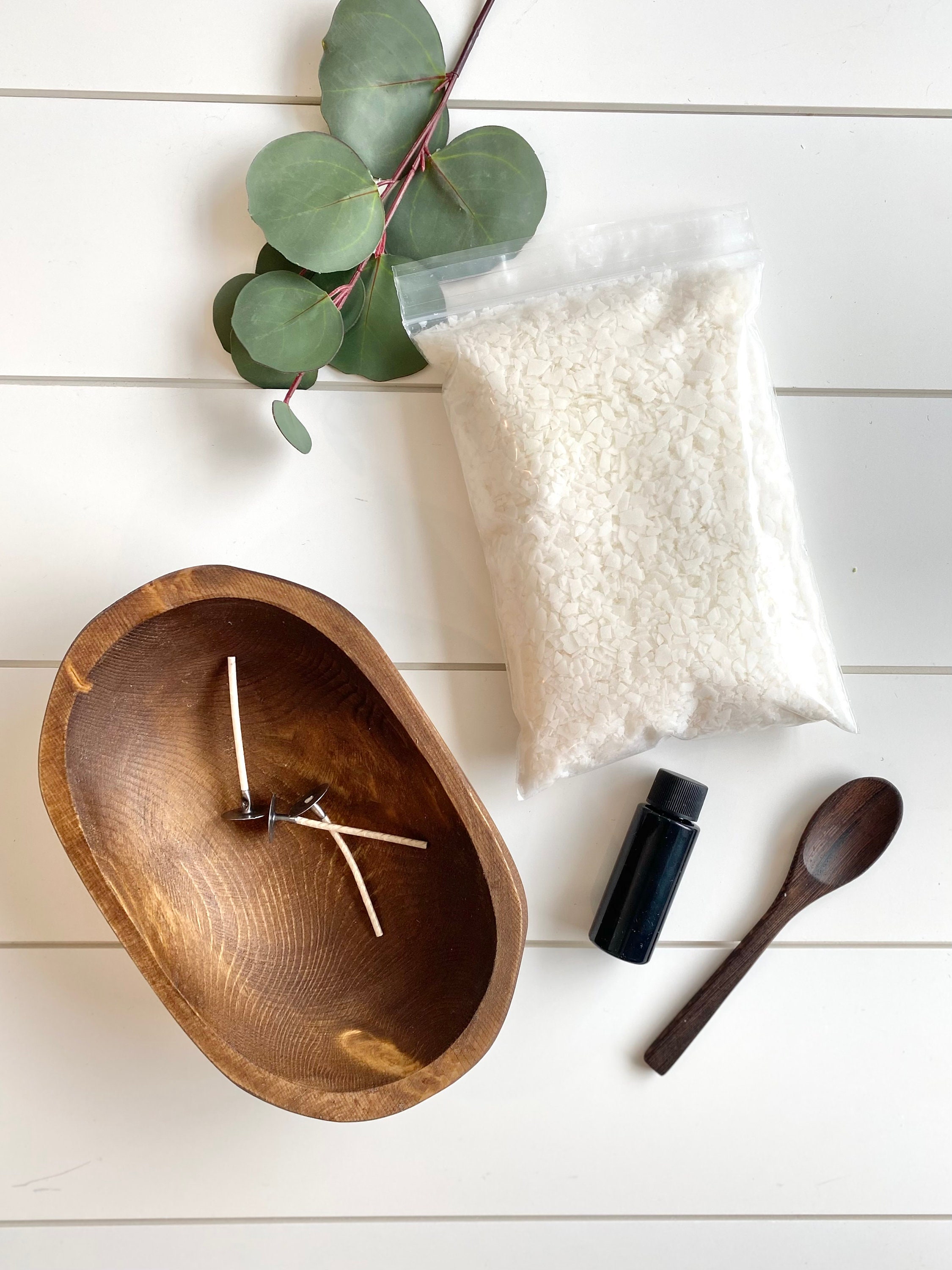 DIY 3 Wick Candle Kit Dough Bowl Candle Wood Bowl DIY Etsy