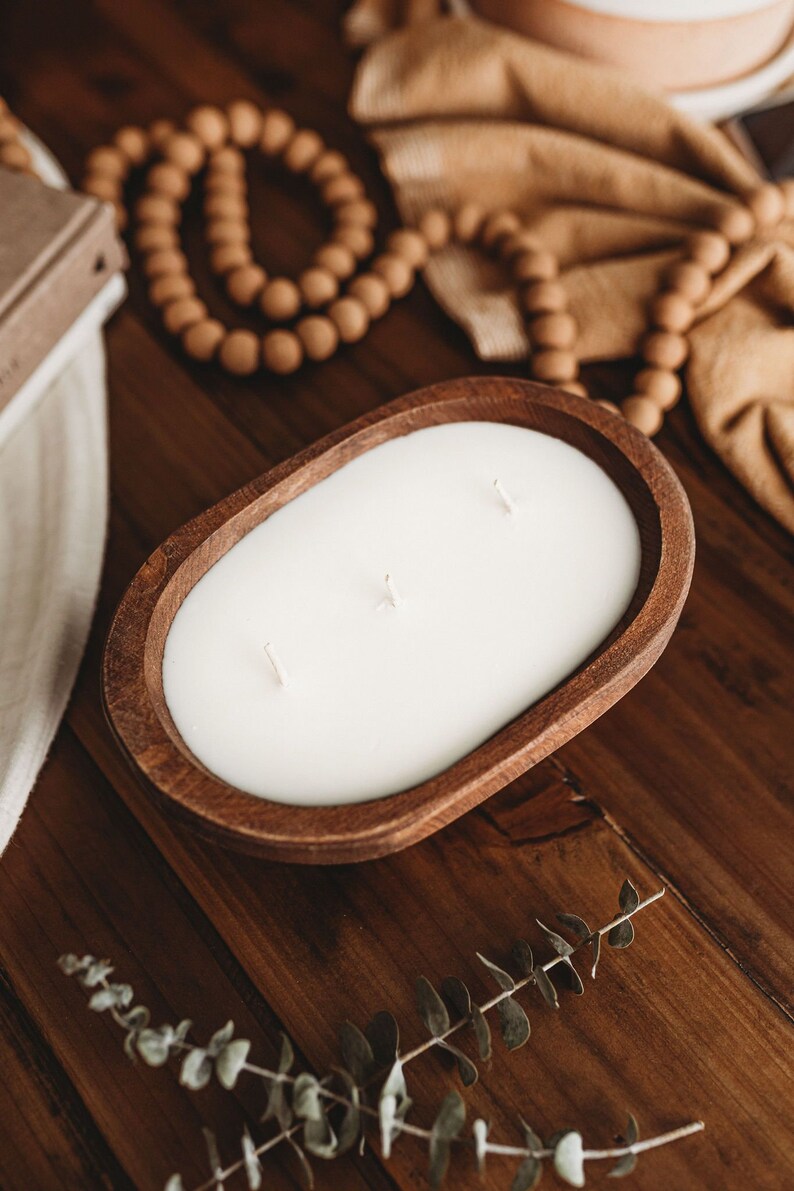 DIY 3 Wick Candle Kit Dough Bowl Candle Wood Bowl DIY Etsy