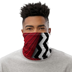 Twin Peaks Red Curtains and Chevron Face Mask Neck Gaiter