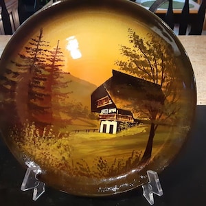 Antique Hand Painted Schramberg Majolica Salad Plate Made in Germany