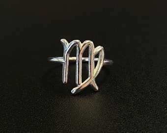 VIRGO: Sterling Silver Zodiac Ring - Birthstone Ring, Astrology Ring, Minimalist Witch Ring, Christmas Gift for Her, Birthday Gift for Her