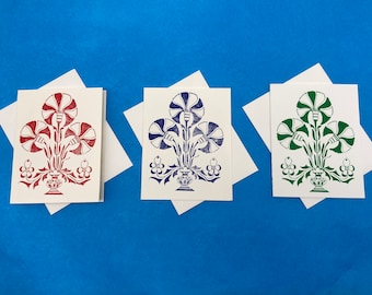 Cartes de correspondance - Motif chardon - Papier blanc - Intérieur vierge. (8) cartes avec enveloppes.