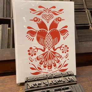 Tarjetas de notas - Motivo de pájaros - Papel blanco - Interior en blanco. (8) tarjetas con sobres.