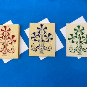 Tarjetas de notas - Diseño de cardo - Stock bronceado - Interior en blanco. (8) tarjetas con sobres.