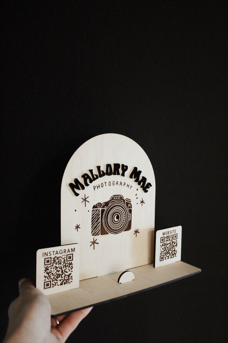 Table Top Logo Sign With QR Codes QR Code Display Sign - Etsy