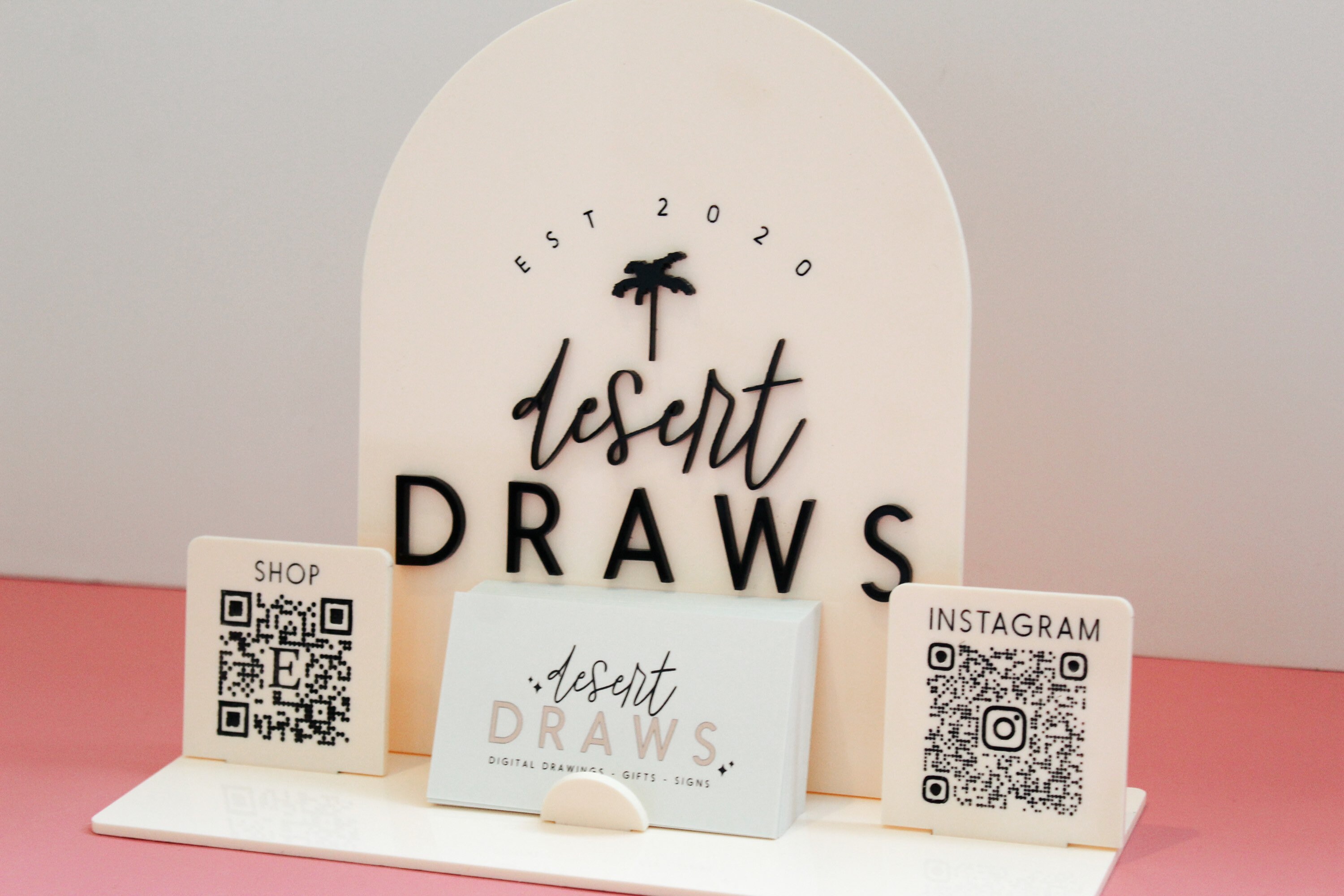 Table Top Logo Sign With QR Codes QR Code Display Sign | Etsy UK