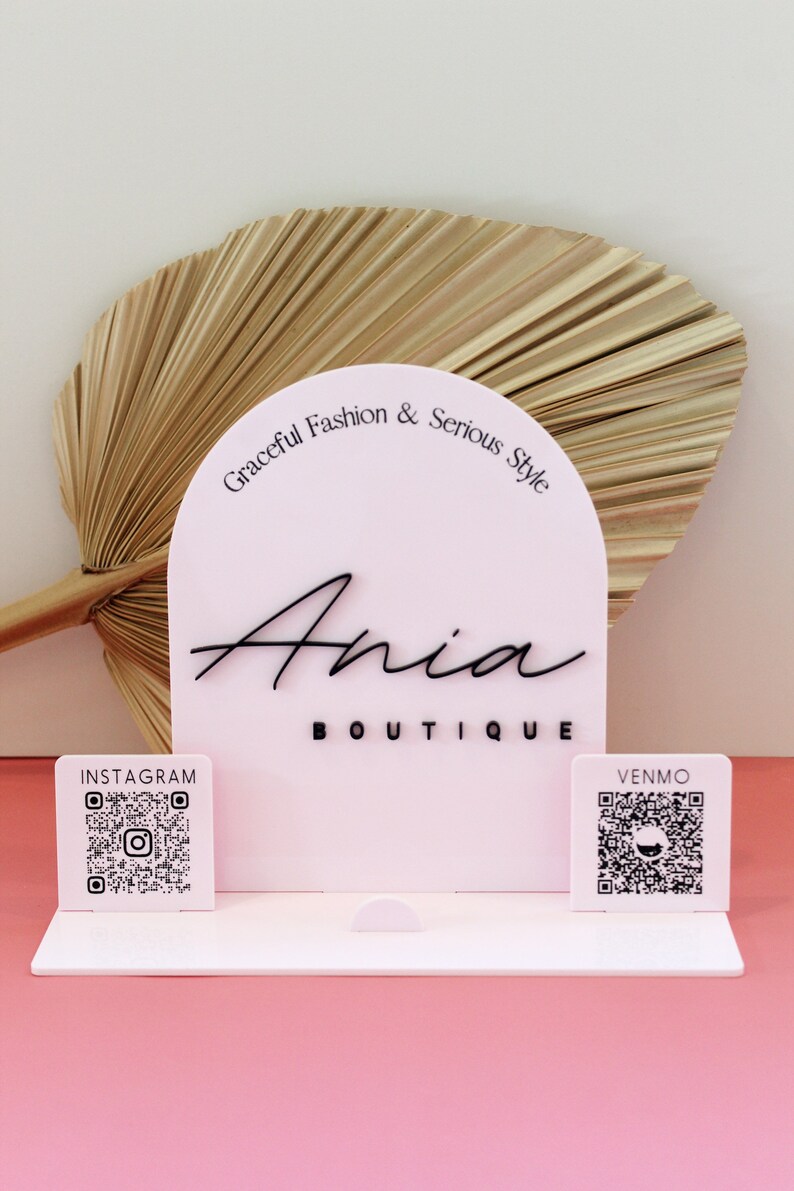Table Top Logo Sign With QR Codes QR Code Display Sign - Etsy